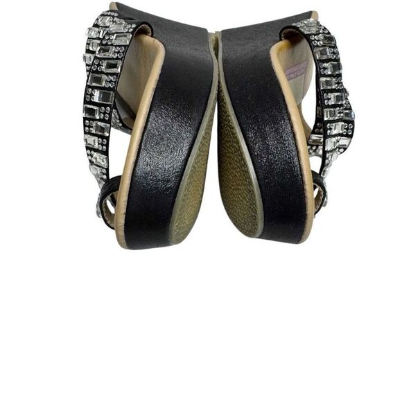 Patrizia by spring step black Vegas crystal jeweled toe wedge sandals size 38 (7 - Picture 11 of 12